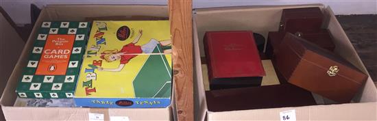 Wooden boxes, games etc